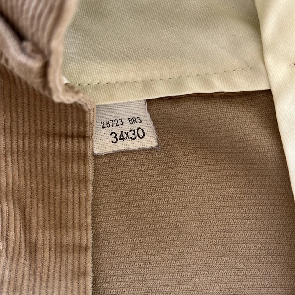 Haggar Men’s Wide Wale Corduroy Pleated Pants Tan Khaki 34x30 USA